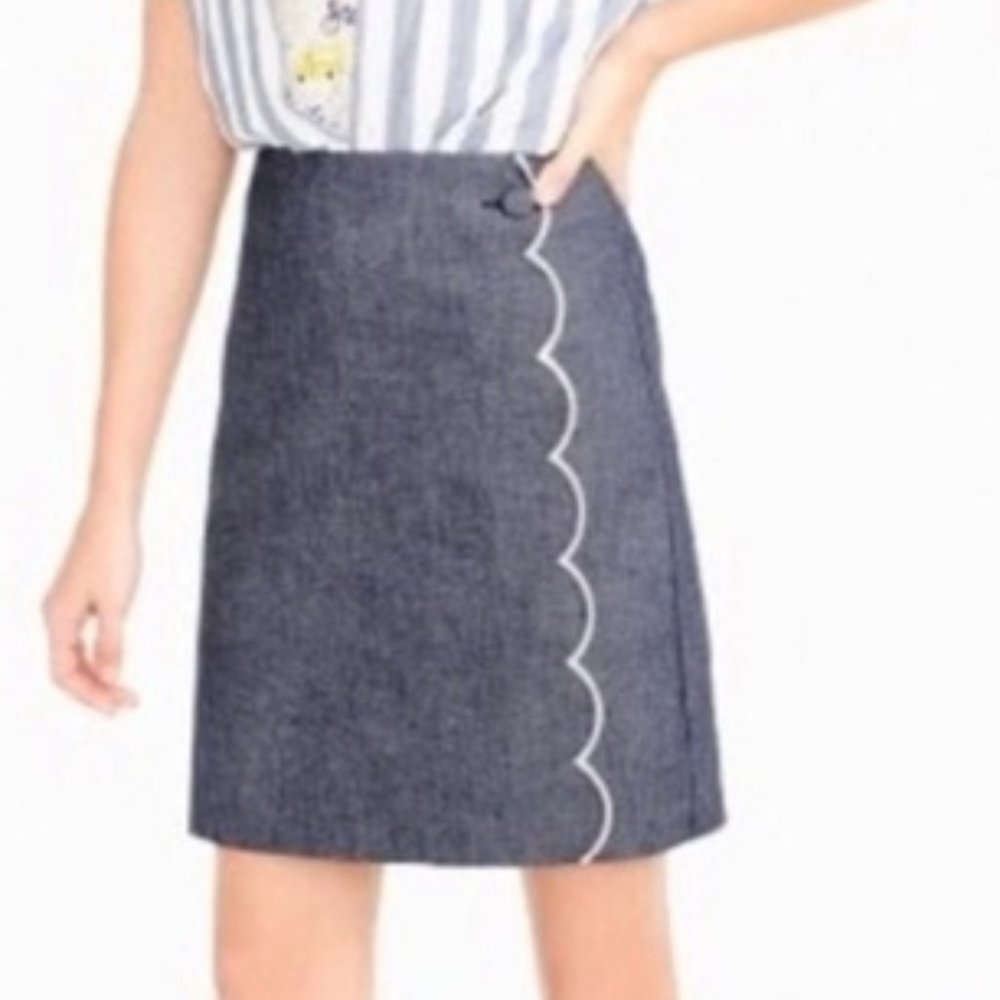 J. Crew Chambray Scallop Skirt